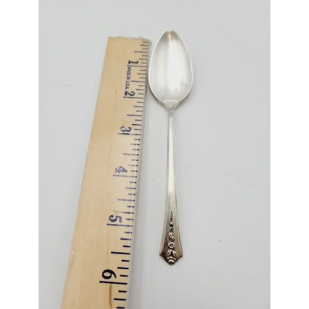 Vintage Holmes & Edwards SPRING GARDEN Silver Plated Teaspoon Set of 6 Spoons